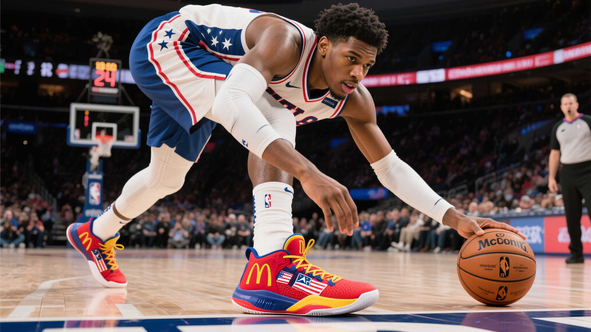 马瑟林脚踏麦当劳配色哈登9，独揽24+13难救主